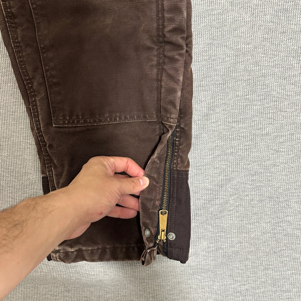 Carhartt B194 DKB Double Front Quilt Lined Logger Pants Brown Mens 33x27.5 - Picture 7 of 12